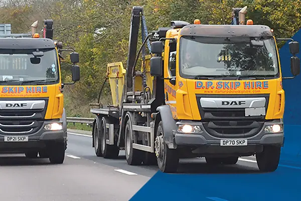 Skip Hire Leek - Wagon and Drag on the Road